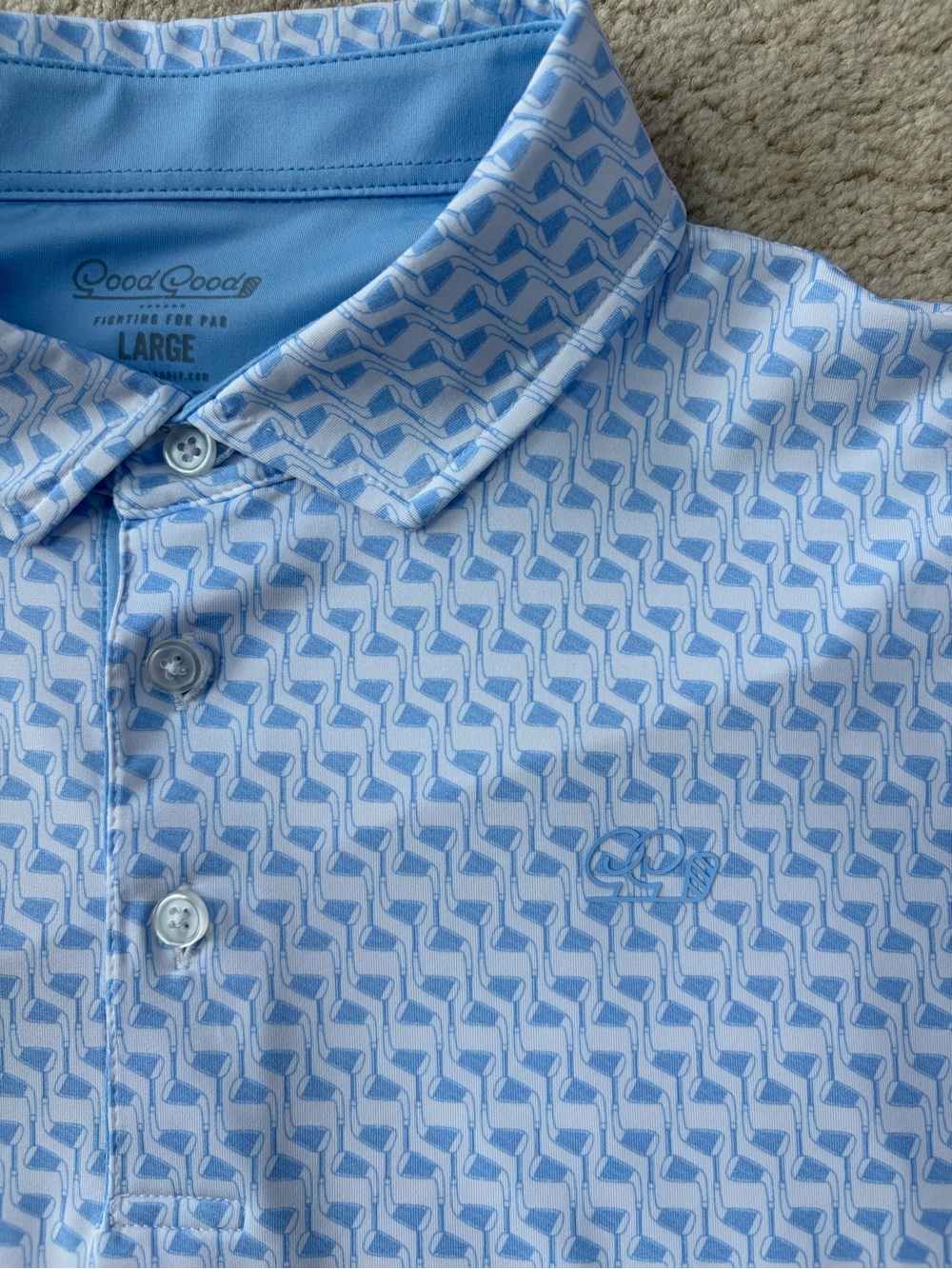 Good Good Golf Men’s Size Large Fighting for Par Good Shot Polo Blue Golf Clubs - Picture 7 of 13